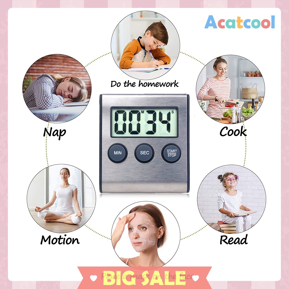 Kitchen Countdown LCD Digital Timer Cooking Alarm Reminder Magnet Clock