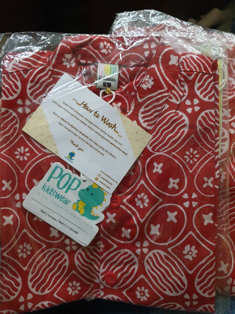 Pop Kidswear   Ismaya Batik - Kemeja Batik Anak Katun Merah