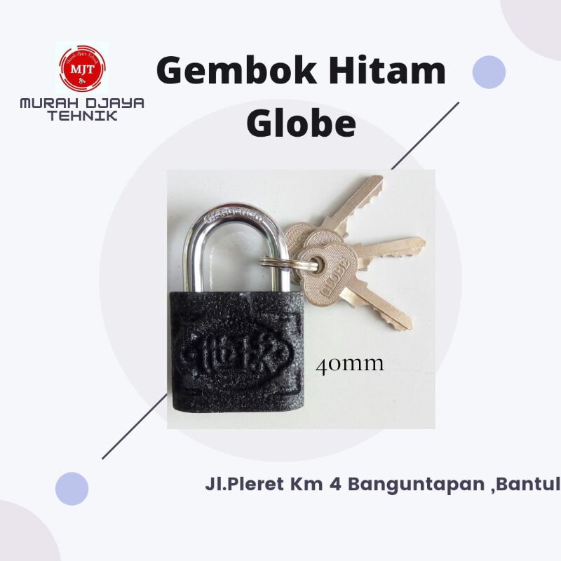 Gembok Hitam Globe 40mm