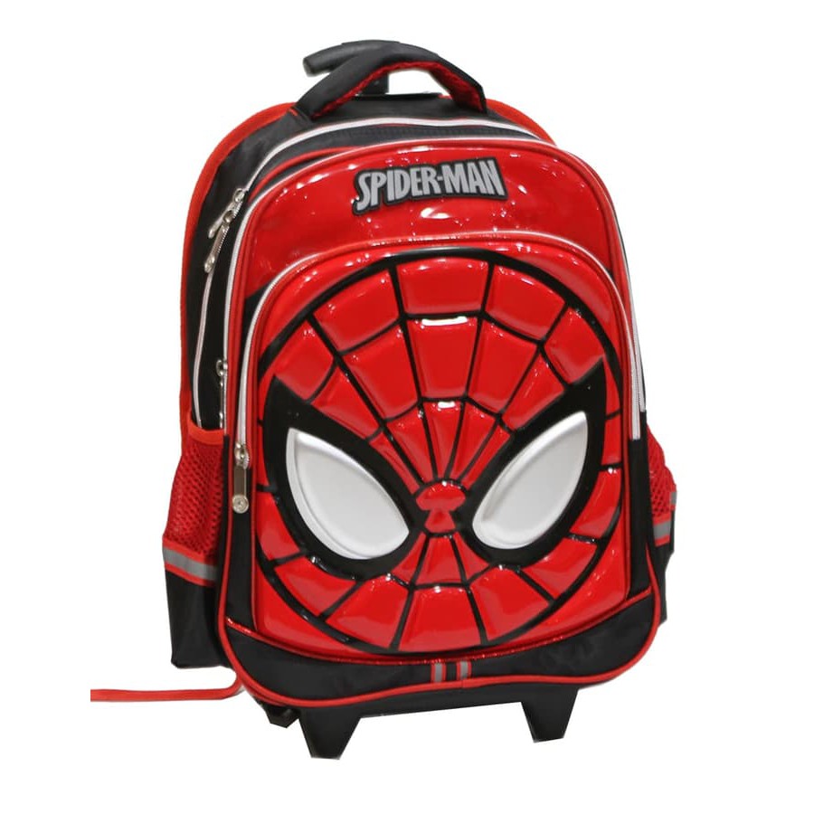 Tas Trolley Anak SD - SPIDERMAN 6D - 3 Kantung Besar Timbul Import
