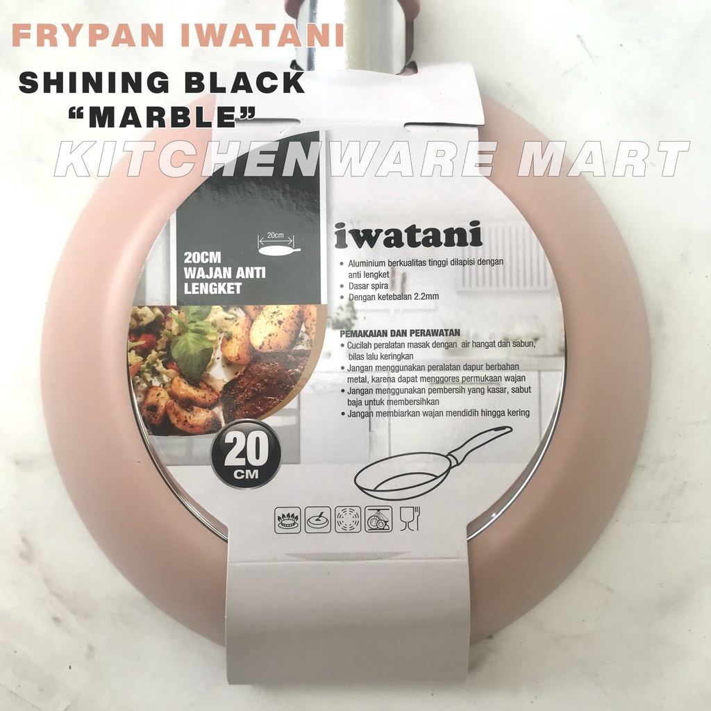 Frypan Iwatani Black Marble coating- ANTI LENGKET - Wajan penggorengan Marble Shining Black penggorengan teflon