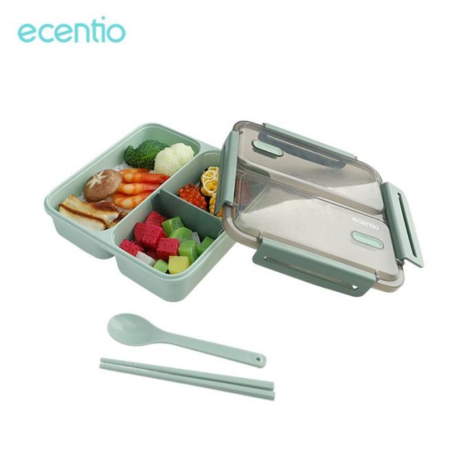 

Baru! Ecentio 1100Ml 3 Grid Lunch Box Anti Bocor/ Anti Percikan Kotak Makan - Hijau