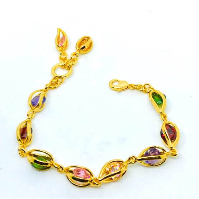 Gelamg tangan wanita //gelang permata model oval//perhiasan lapis emas // gelang