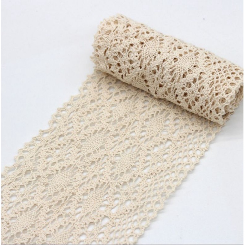 PER METER RENDA RAJUT LEBAR 12CM WARNA CREAM