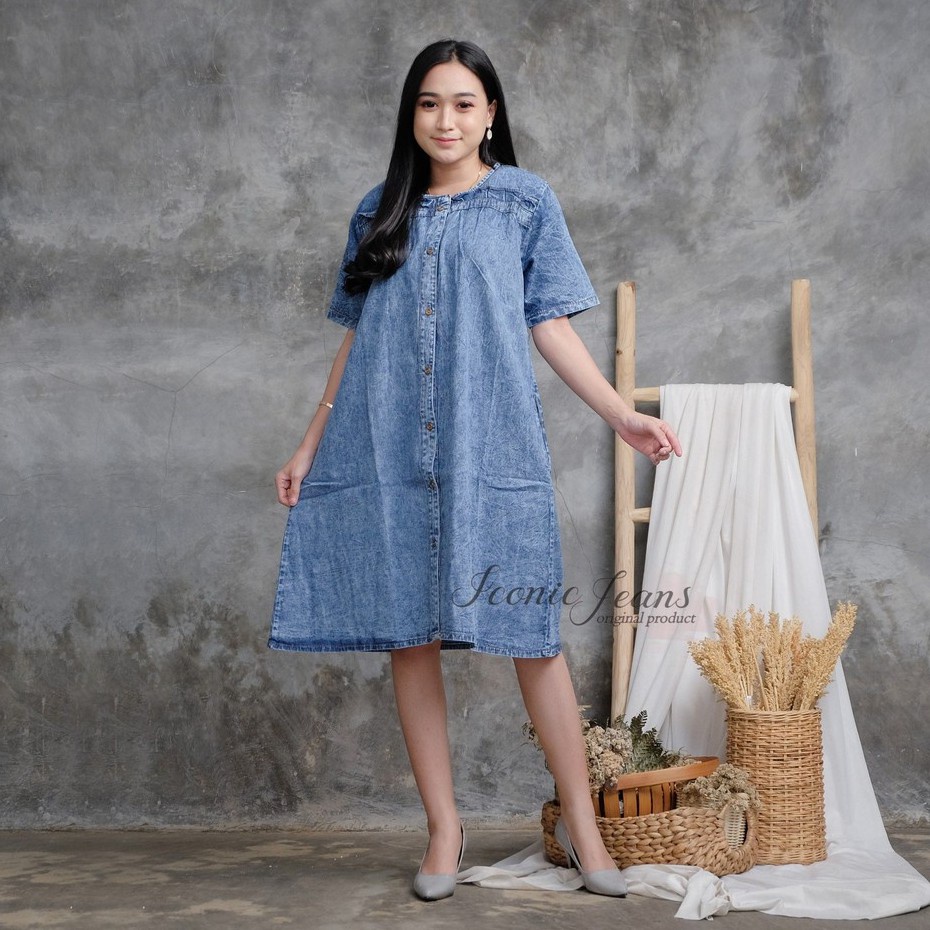 DENIM DRESS / DASTER JEANS/ DAILY WEAR/ SNOWBLUE SERIES BANYAK VARIAN MOTIF