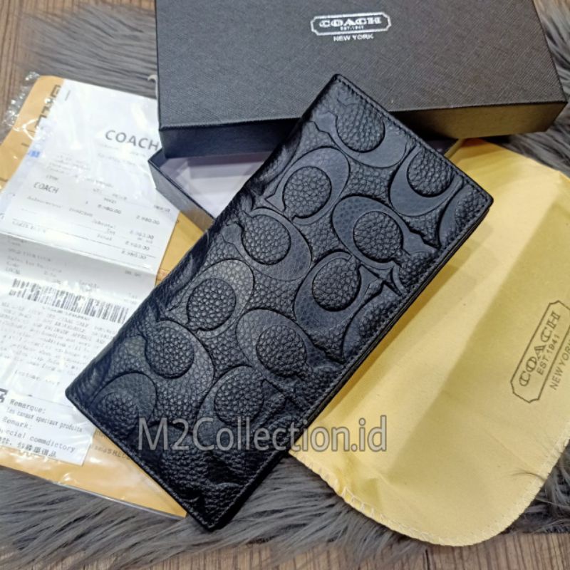 Dompet Coach Wallet Signature Embossed Long Wallet Royal Black