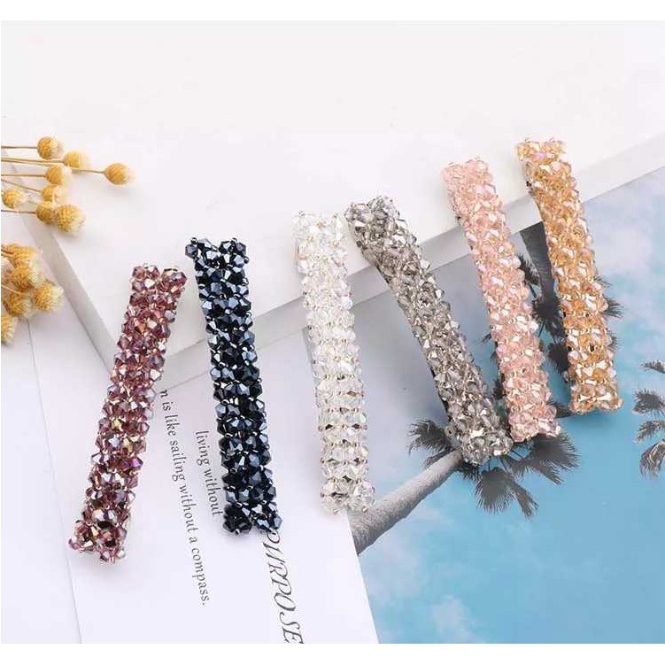 PREMIUM Jepit Rambut Barrette Kristal 9CM - Jepit Klip - Jepit Otomatis Rhinestone Korean Handmade Beaded Crystal Fashion Hair Clip