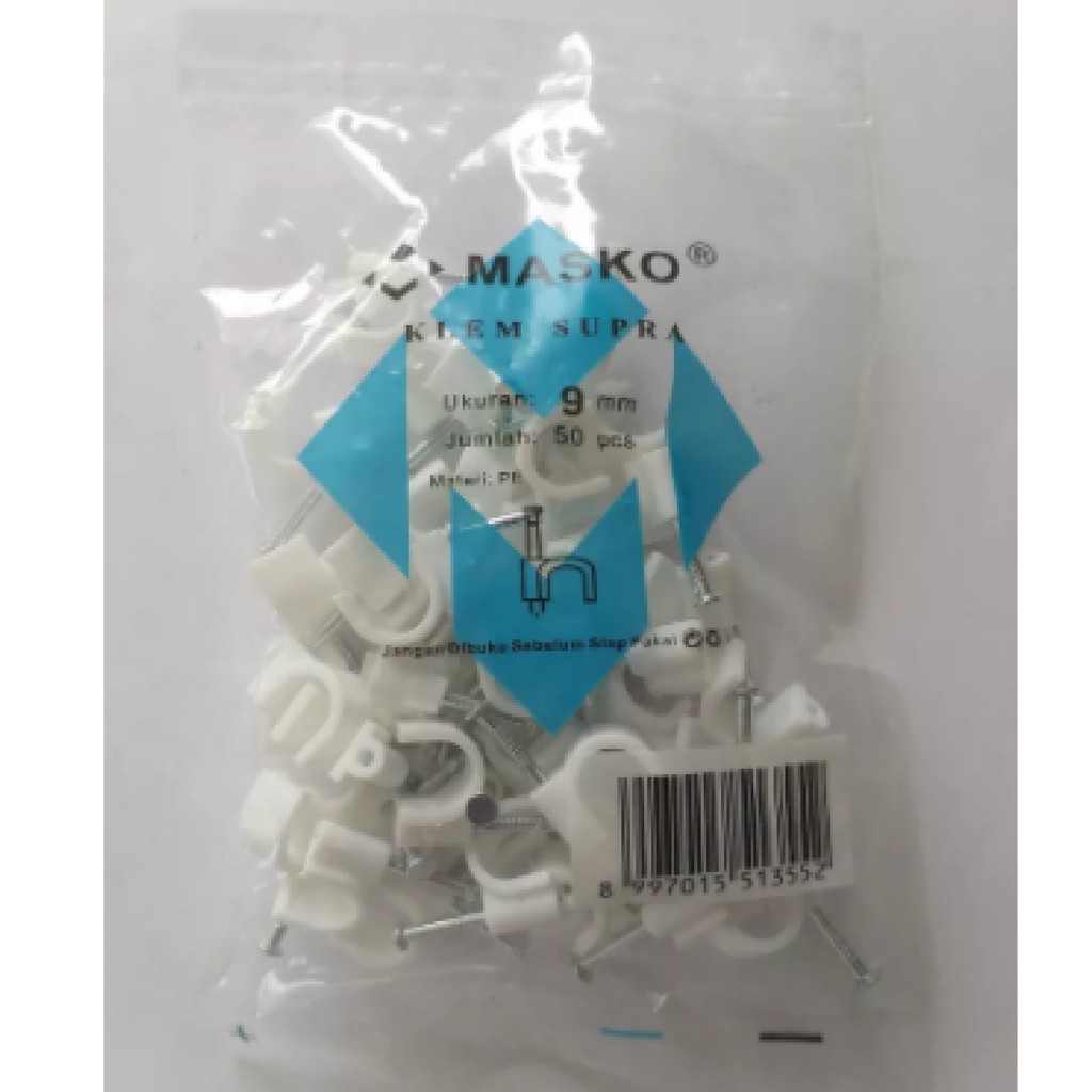 LEM KABEL PAKU BETON NO 9 MM ( 50 PCS ) MASKO / CABLE CLIP LISTRIK