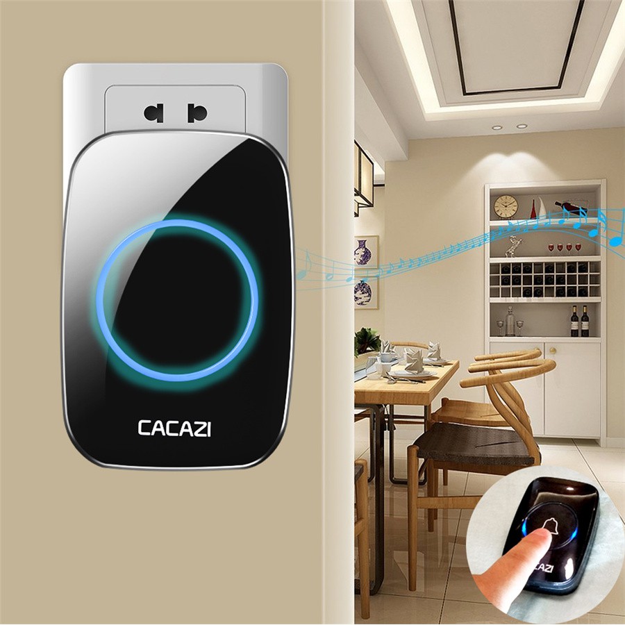 Taffware CACAZI A10 Bel Pintu Wireless Remote Doorbell LED 38 Tunes 1 PCS Receiver