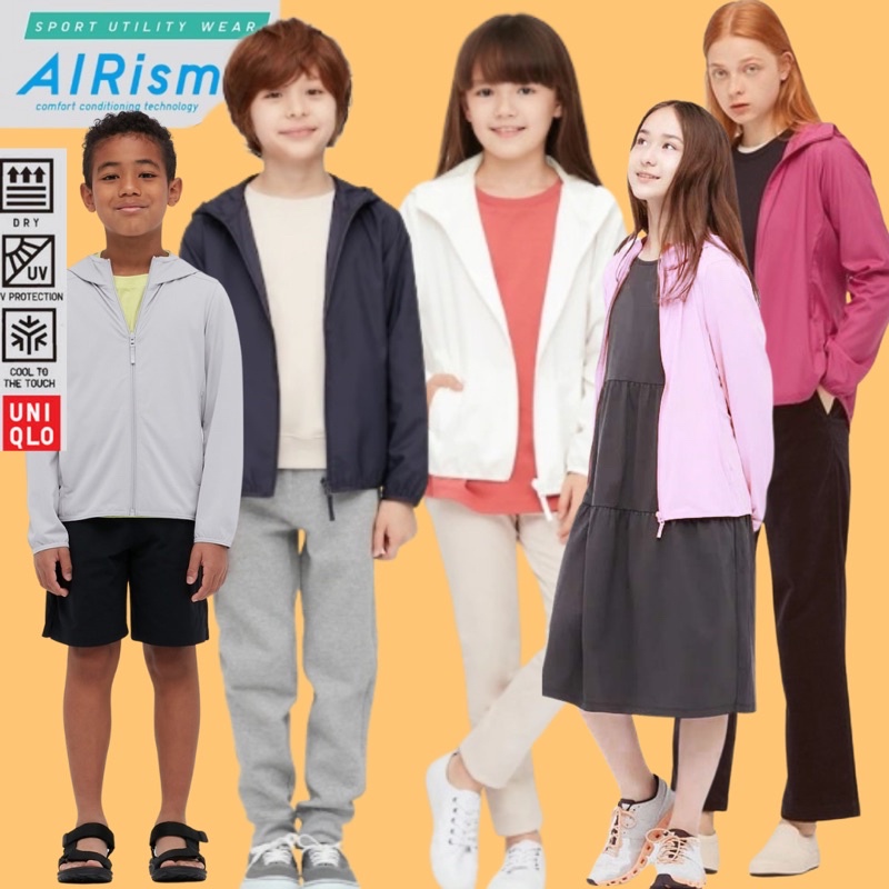 JAKET HOODIE ANAK UNIQLO LAKI LAKI PEREMPUAN AIRism 3 5 6 8 10 12 14 tahun