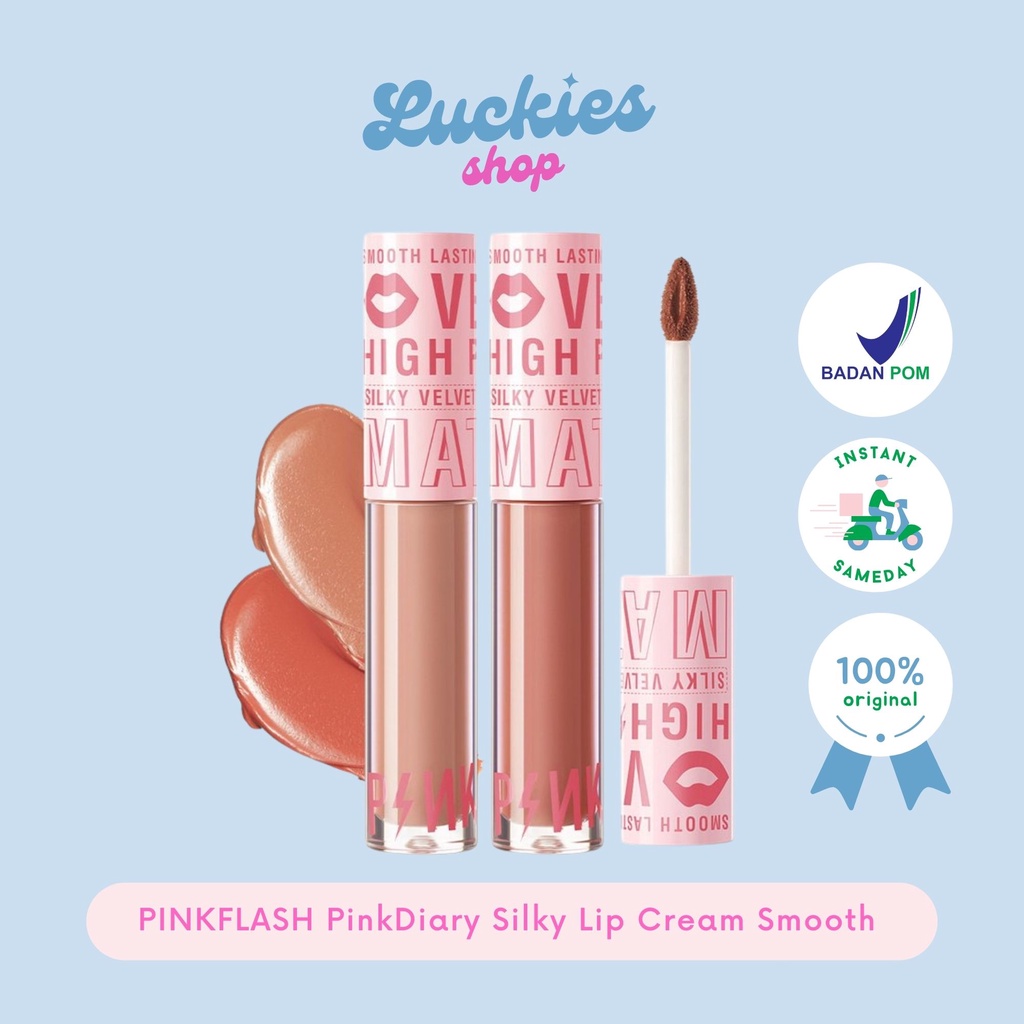 PINKFLASH PinkDiary Silky Lip Cream Smooth High Pigment Waterproof Lasting Velvet Matte Lipstick PFL04 Pigmen Tinggi Tahan Air Tahan Lama