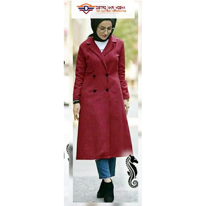 BESTPROMO LONG BLAZER COAT MUSIM DINGIN UMROH Wanita Tebal Jaket Wanita L XL XXL XXXL