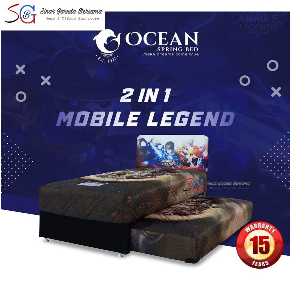 OCEAN KASUR SPRING BED 2IN1 SORONG ANAK KARAKTER MOBILE LEGEND / KASUR DORONG 2IN1 ANAK COWOK