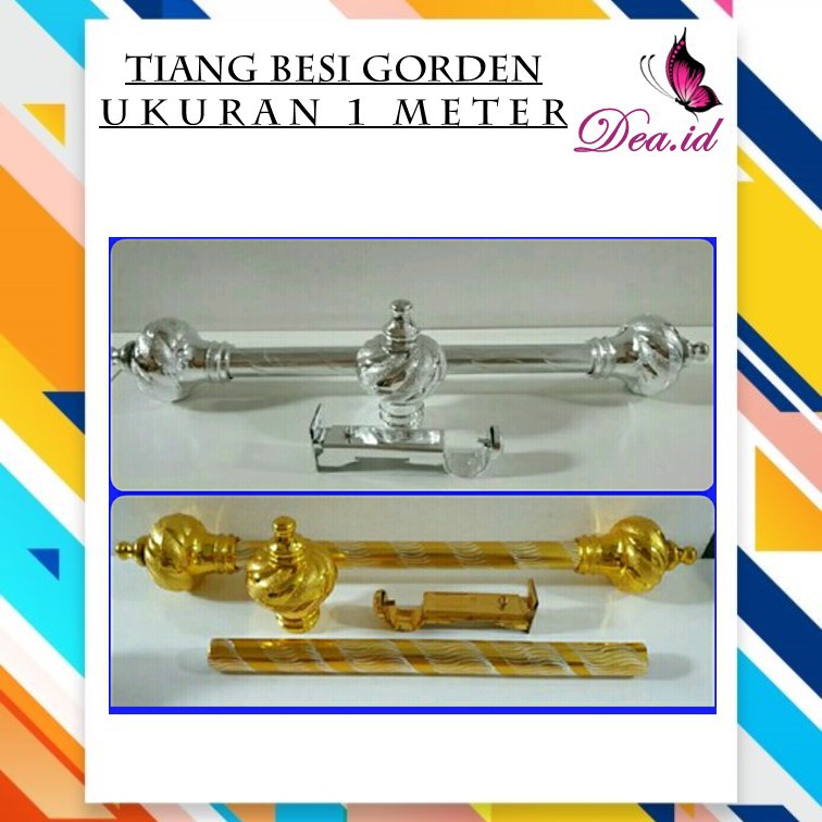 [DEASTORE] [1 METER] BATANG ROLLET GORDEN SOKA GOLD ULIR KRISTAL-FULLSET TIANG-PENUTUP-KAKI KAKI