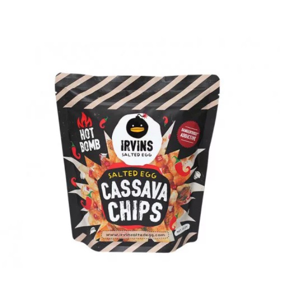 Jual Irvins Hot Bomb Salted Egg CASSAVA CHIPS 105g Small Size | Shopee ...