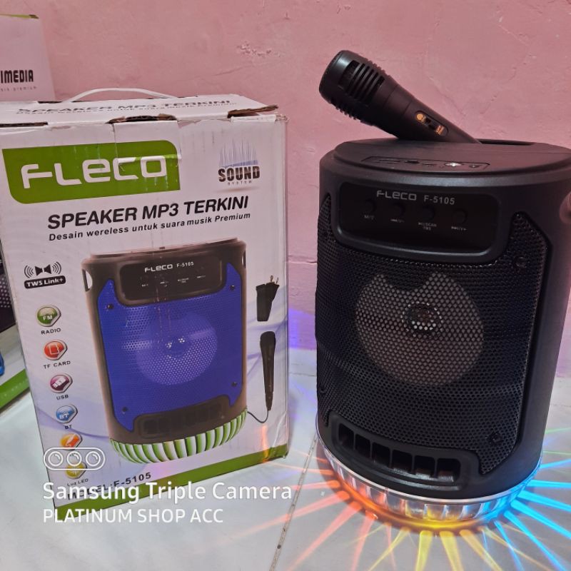 Speaker Wireless Bluetooth Fleco F5105/SQ4001 Gratis Mic Karaoke/Salon Aktif Portable Super bass Radio Fm