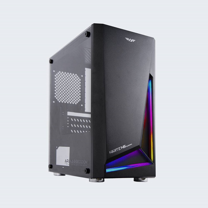 Casing Gaming PC Armageddon Nimitz N5 Aurora Micro ATX Matx M-atx With Tampered Glass Side Samping Kaca Casing CPU Murah Resmi