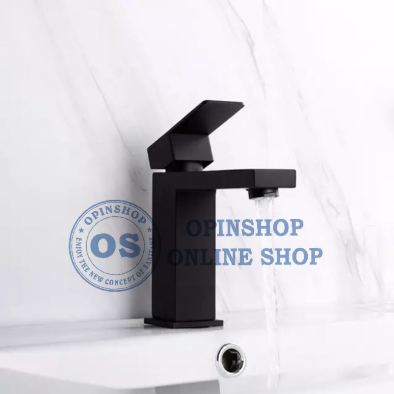 Kran air kran wastafel Stenlis SUS 304 Kotak Panas Dingin Warna Hitam