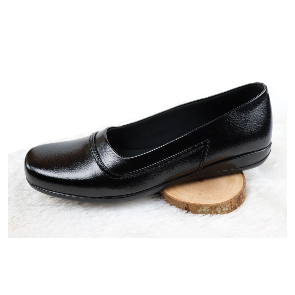 sepatu pantofel wanita kerja flat tanpa hak hitam FLO1
