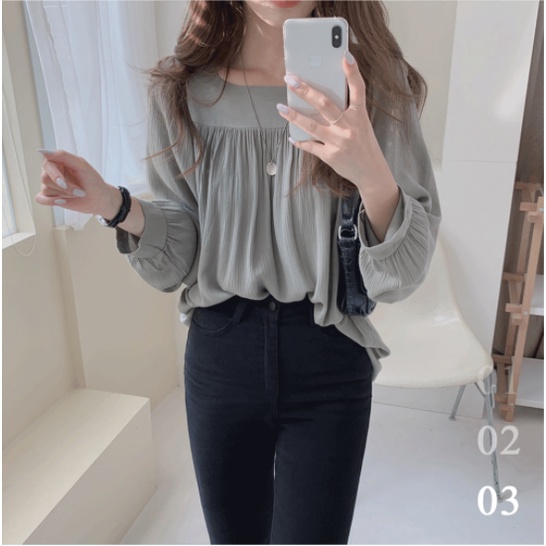 【xiaozhainv】Kemeja wanita bahan sifon satin longgar korea-6