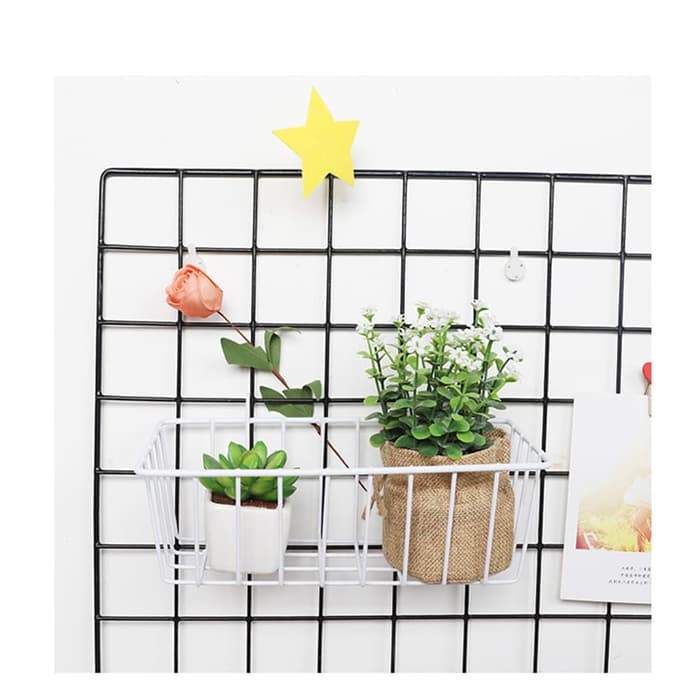 MURAH KESI Keranjang Besi Putih wall grid Basket Wire Grid Unique Deco - KESI 11, WHITE*