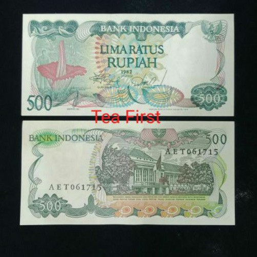 Uang kuno Indonesia 500 Rupiah Bunga Bangkai 1982 Gress