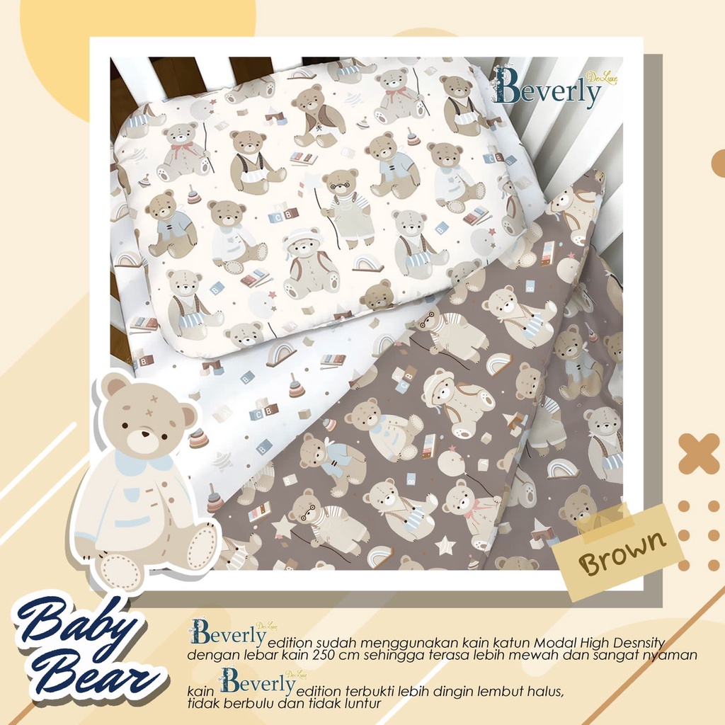 Sprei Katun Lokal Premium / Sprei Homemade / Sprei Motif Baby Bear Cream dan Coklat by Bintang kecil