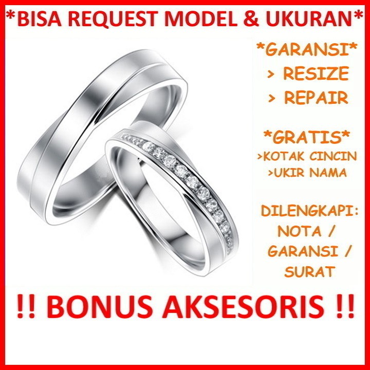 Gratis Ukir Nama Garansi Silver Asli Bisa Pesan Model Cincin Couple Perak Tunangan Mas Kawin Id611