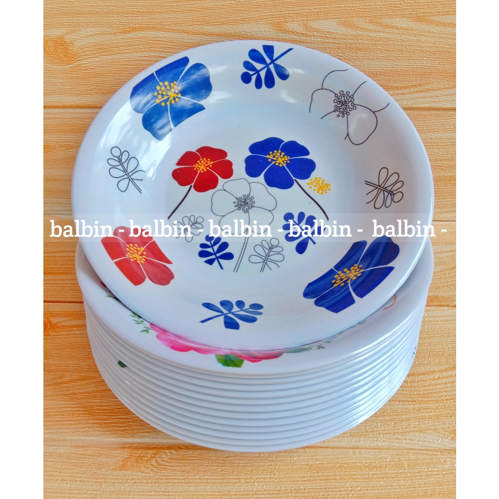 balbin - 3 PIRING MELAMIN 9.INCHI/PIRING MAKAN MELAMINE 9.INC/PIRING MAKAN CEKUNG/PIRING MOTIF FLORA TERBARU-K.A.N - MELAMINE WARE