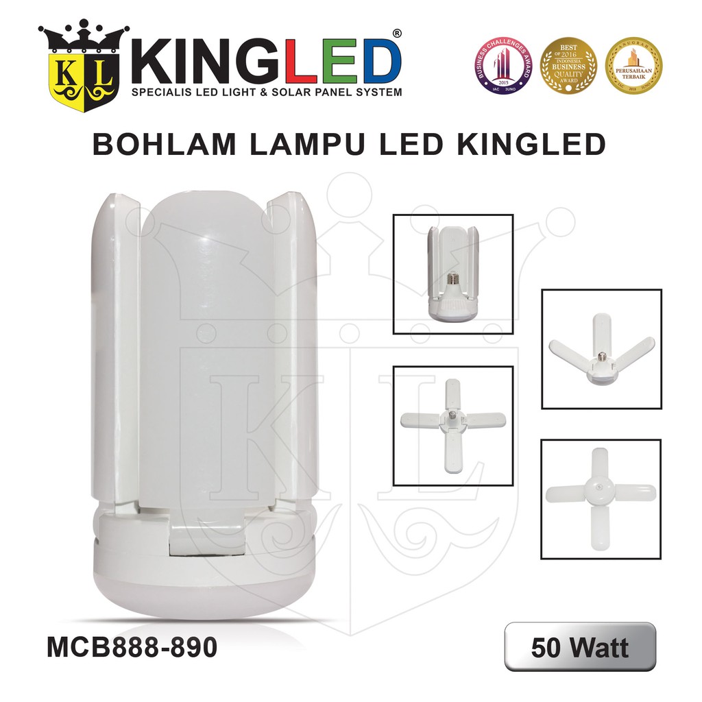 KINGLED Lampu Bola LED 50Watt Model Kipas White / Warm White