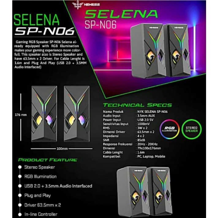 NYK Nemesis Speaker SPN 06 Selena Gaming RGB NYK SP-N06 SP N06