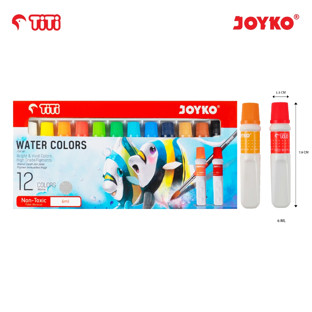 Water Color Cat Air Joyko TiTi WAC-6ML-12 Warna Colors | Shopee Indonesia