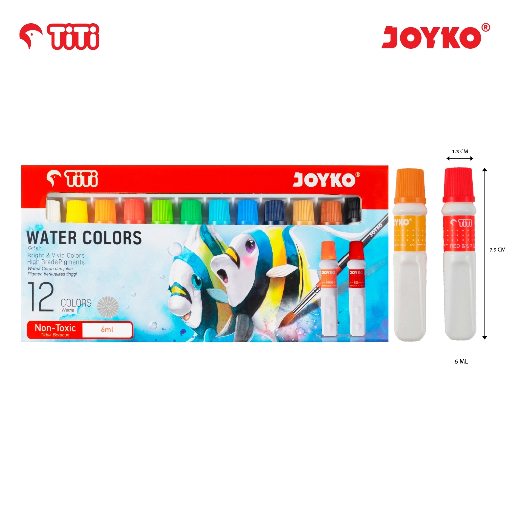 Water Color Cat Air Joyko TiTi WAC 6ML 12 Warna Colors Water Color Cat Air Joyko TiTi WAC 6ML 12 Warna Colors