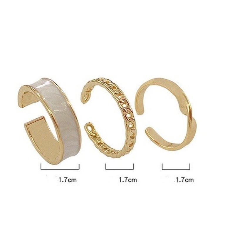 Three-piece combination open index finger fashion Japanese luxury design tail ring ring 210807