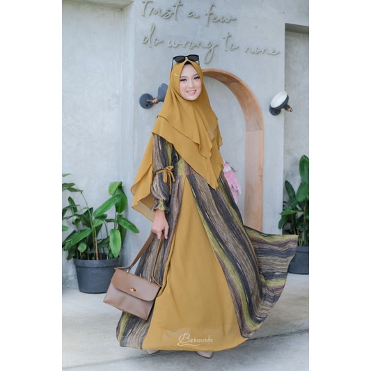 Alana merona gamis syari set hijab by bermerks ori
