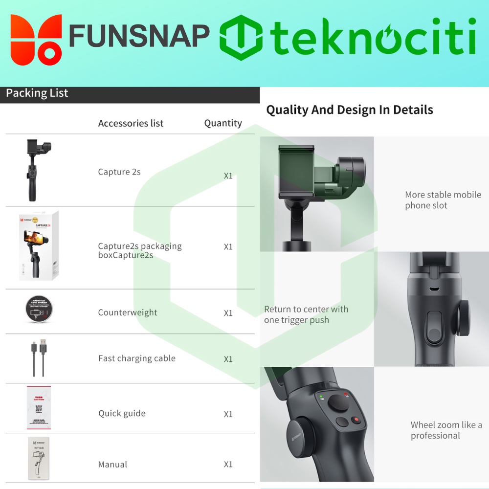 FUNSNAP 3-Axis Sport Gimbal Stabilizer Kamera HP ActionCam