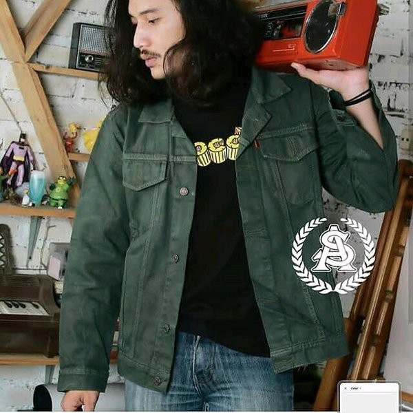 Jaket Levis Hijau Army Premium - Jaket Jeans Pria
