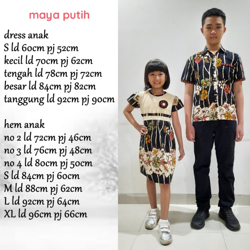 BATIK COUPLE KELUARGA SARIMBIT PASANGAN MUDA AYAH IBU ANAK  PREMIUM FAMILY JUMBO MODERN MURAH KEKINIAN TERBARU TUNIK DRESS TERUSAN MAYA PUTIH CAMISOLA CLOTHING