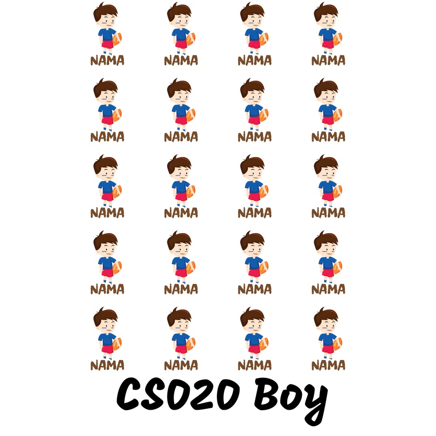 

Sticker Nama Cutting Label Waterproof Tahan Air Boy Sport 20 (CS020)