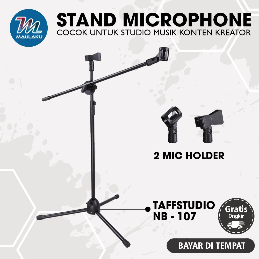 Stand Mic Lantai Berdiri Tripod Microphone Condenser Stand Mikrofon Taffstudio NB-107