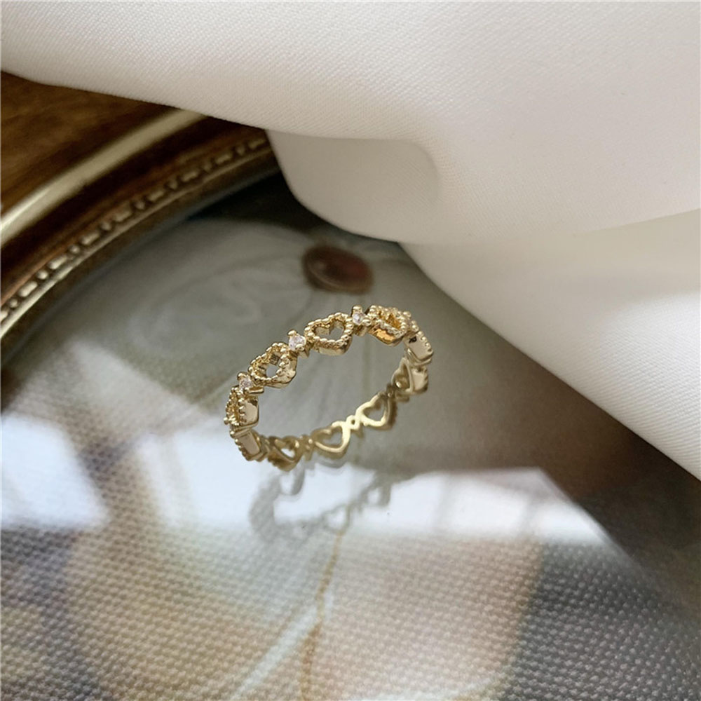 【COD Tangding】Japan and South Korea Hollow Heart Finger Ring Female Ins Style Fashion Simple Rings for Girls