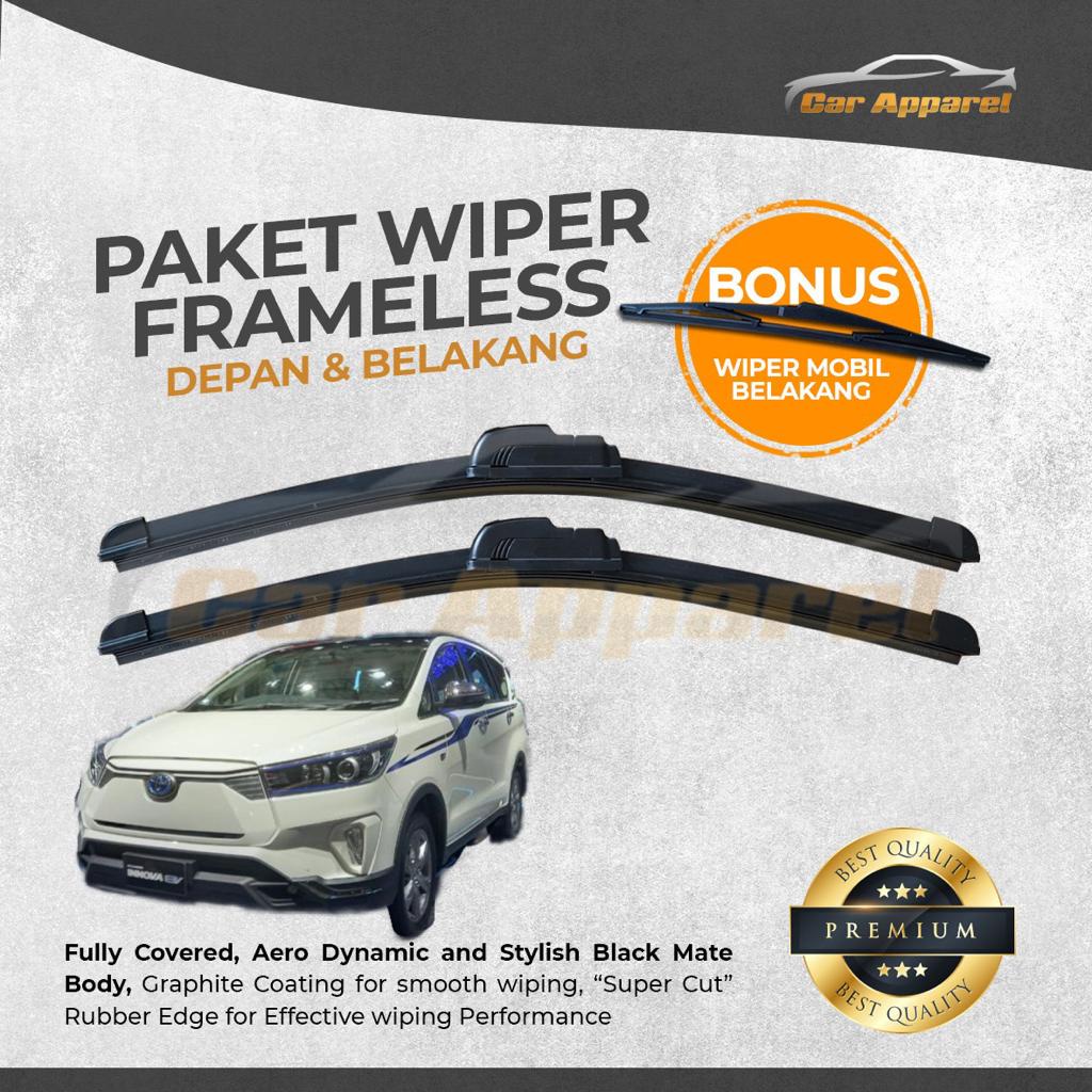 Jual Paket Wiper Innova EV Hybrid Depan Belakang Frameless 3 Pcs