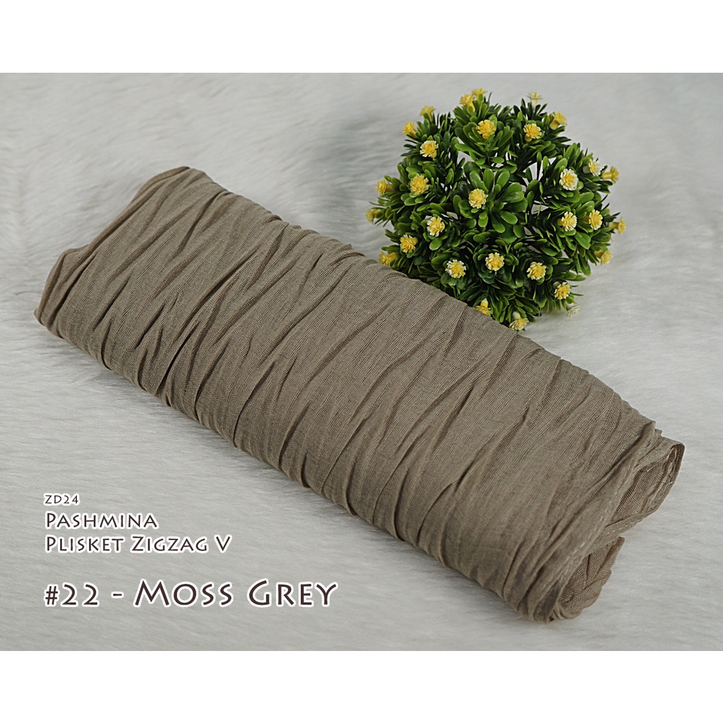 Plisket Model V / Zigzag - Pleated Shawl / Pashmina HAZEL by Luulu Scarf-#22 - Moss Grey