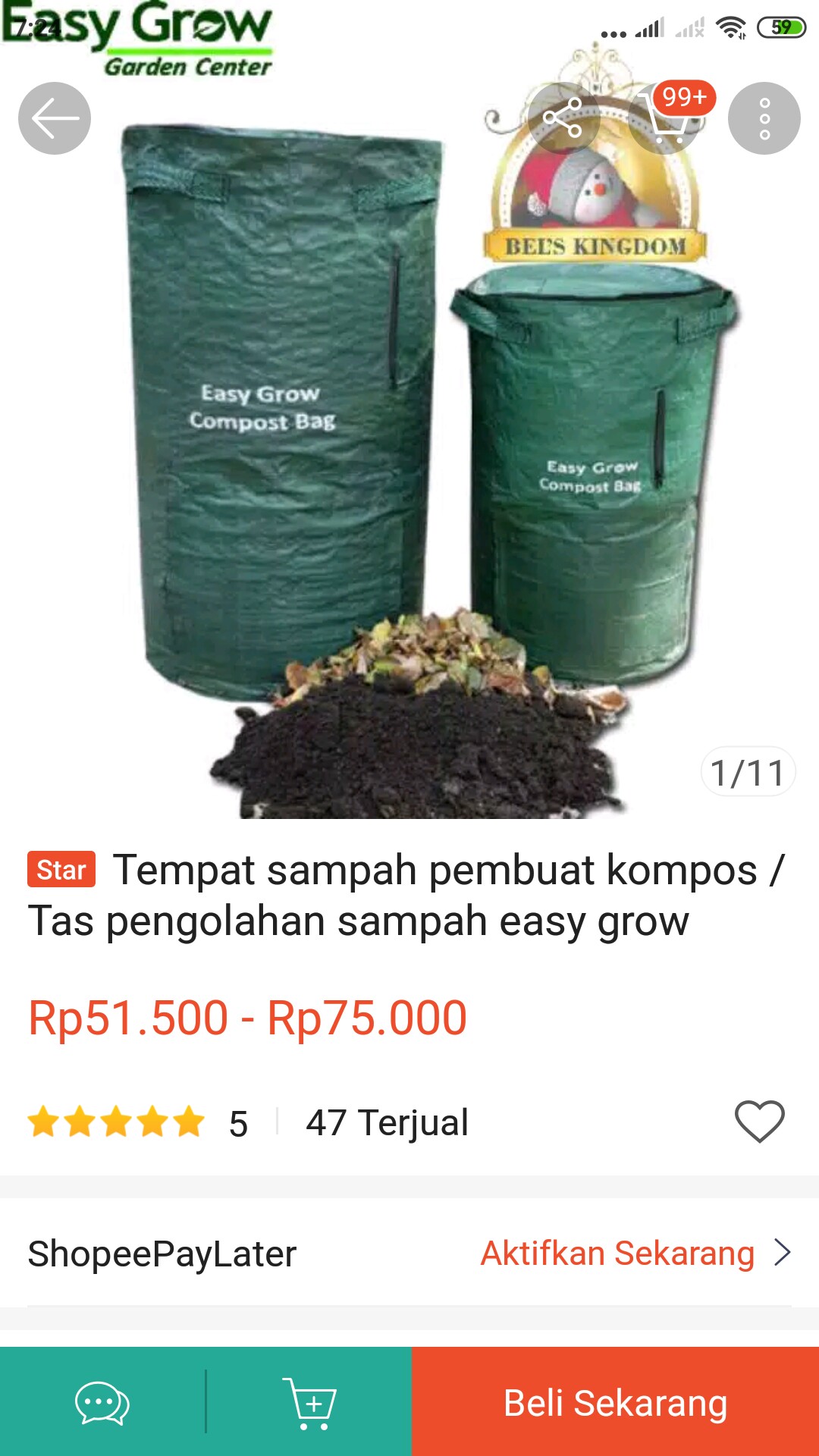 Tempat sampah pembuat kompos / Tas pengolahan sampah easy