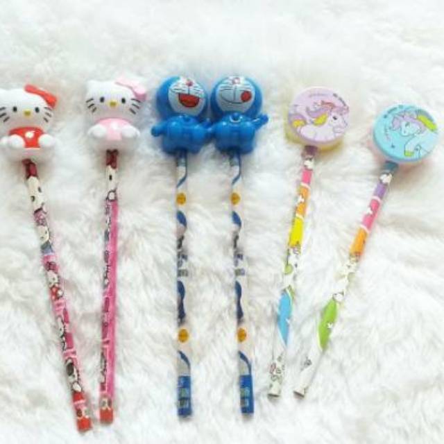 

Rautan karakter dan pensil karakter HELLO KITTY,DORAEMON