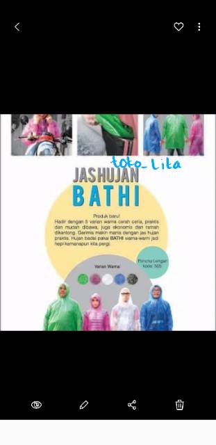 (Bathi) Jas Hujan Poncho/Ponco Lengan Plevia Bathi Type 505 Murah (BATHI)