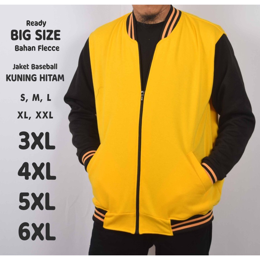 JAKET BOMBER KUNING HITAM BIG SIZE JUMBO
