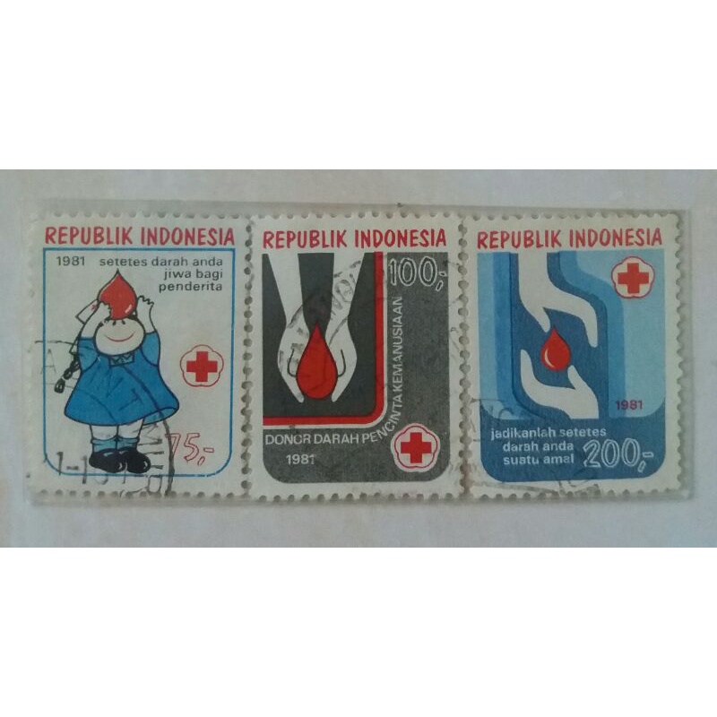 

Perangko Donor Darah Tahun 1981 Set Lengkap 3pcs Prangko Indonesia Used