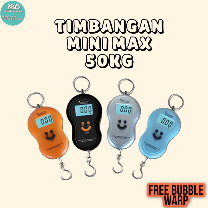 Timbangan Digital Gantung Mini Max 50KG Portable Scale Smile Free Baterai