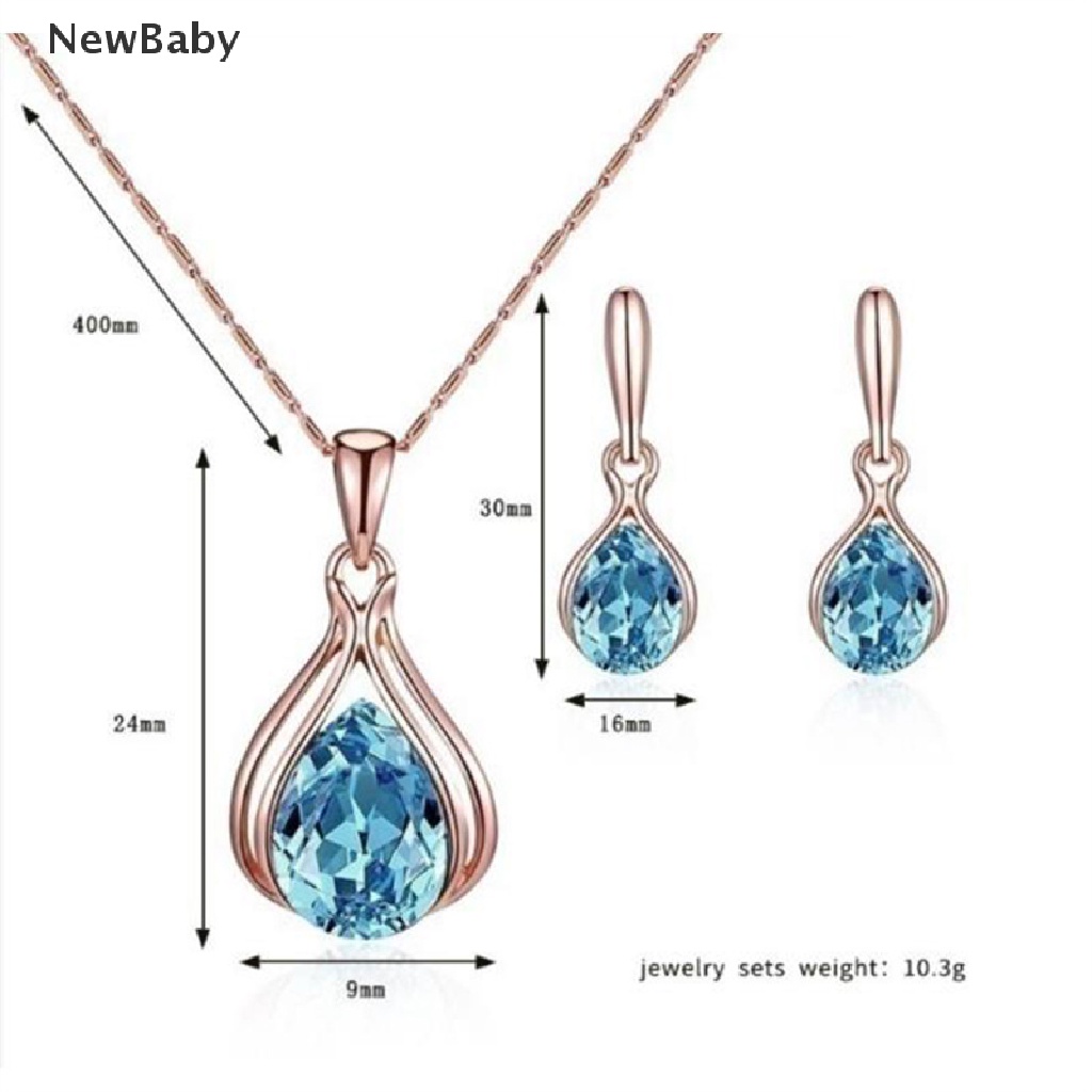 3pcs / set Kalung Anting Manik-Manik Kristal Untuk Pernikahan